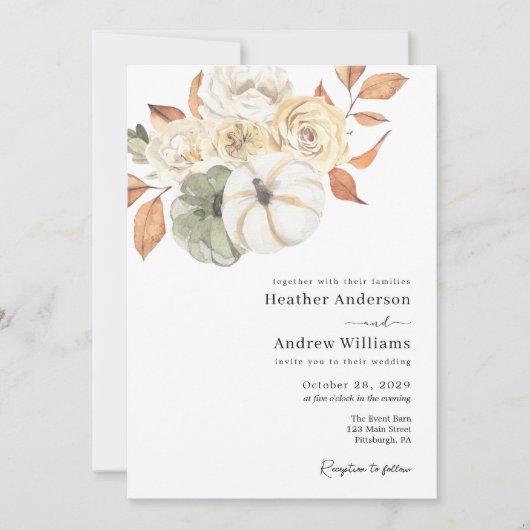 素朴紅葉結婚 招待状 (正面)