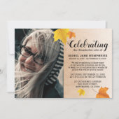 素朴紅葉葬儀 | 生命お祝い 招待状 (正面)