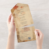 素朴紅葉QRコード オールインワン招待状 (貼ってはがせる)