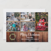 素朴納屋の木の上に家族のコラージュメリークリスマス シーズンカード (正面)