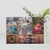素朴納屋の木の上に家族のコラージュメリークリスマス シーズンカード (スタンド正面)