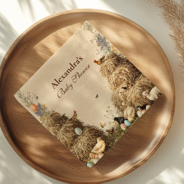 素朴納屋周囲の庭農園動物赤ちゃんシャワー スタンダードカクテルナプキン