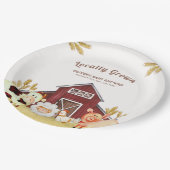 素朴納屋周囲の庭農園動物赤ちゃんシャワー ペーパープレート (アングル)