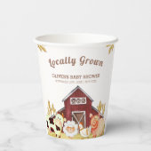 素朴納屋周囲の庭農園動物赤ちゃんシャワー 紙コップ (裏面)