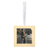 素朴紙の初めてのクリスマス3婚約した写真 キューブオーナメント (右)