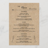 素朴紙の結婚テーブルフラットメニューカード メニュー (正面)