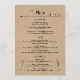 素朴紙の結婚テーブルフラットメニューカード メニュー