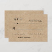 素朴紙ウェディングRSVPカード (正面/裏面)