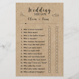 素朴紙ブライダルシャワーおもしろい結婚のシューゲーム
