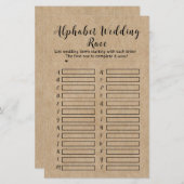 素朴紙ブライダルシャワーアルファベ結婚ットレース (正面/裏面)