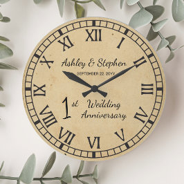 素朴紙ルック1周年結婚記念日 ラージ壁時計