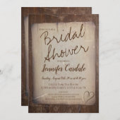 素朴紙ヴィンテージ国ハートブライダルシャワー 招待状 (正面/裏面)