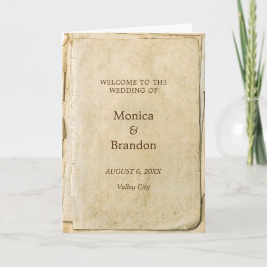 素朴紙ヴィンテージ結婚式 プログラム (正面)