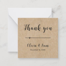 素朴紙結婚の感謝 ノートカード