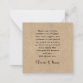 素朴紙結婚の感謝 ノートカード (裏面)