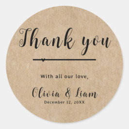 素朴紙結婚の感謝 ラウンドシール