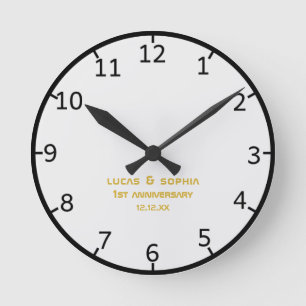 素朴紙1周年記念結婚壁時計 ラウンド壁時計