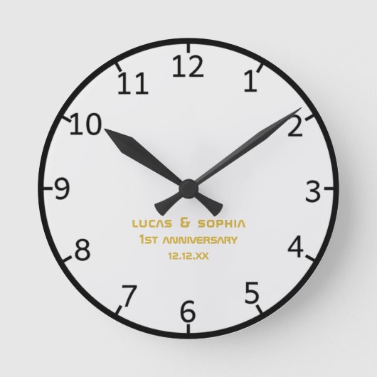 素朴紙1周年記念結婚壁時計 ラウンド壁時計 (正面)