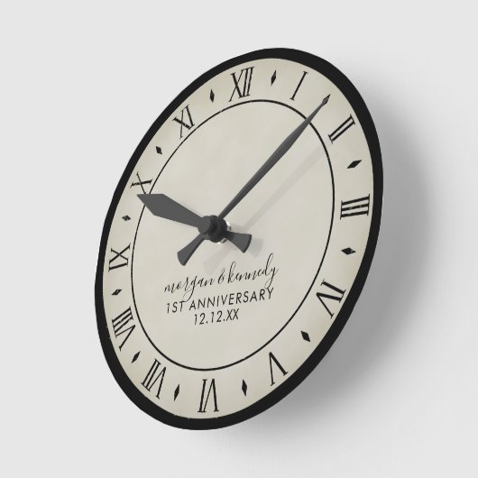 素朴紙1周年記念結婚壁時計 ラウンド壁時計 (傾斜)