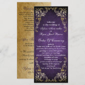 素朴紫色と金ゴールド結婚の プログラム (正面/裏面)