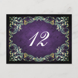 素朴紫色と金ゴールド結婚の ポストカード