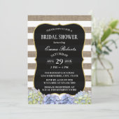 素朴紫陽花バーラップストライプブライダルシャワー 招待状 (スタンド正面)