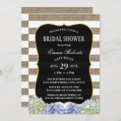 素朴紫陽花バーラップストライプブライダルシャワー 招待状 (正面/裏面)