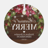 素朴結婚した&メリークリスマスガラスオーナメント ガラスオーナメント (裏面)