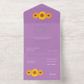 素朴結婚な日の花と – 紫すべてo オールインワン招待状 (内側)