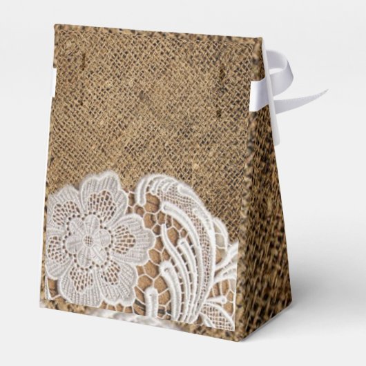 素朴結婚な田舎のバーラップ結婚レース フェイバーボックス (裏面サイド)