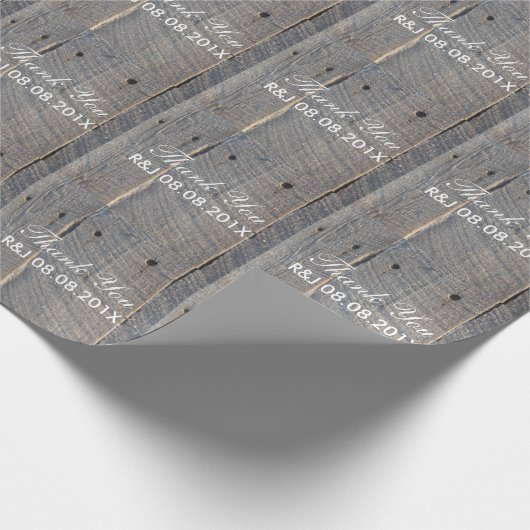 素朴結婚な納屋の木材の田舎の結婚式の好意 ラッピングペーパー (角)