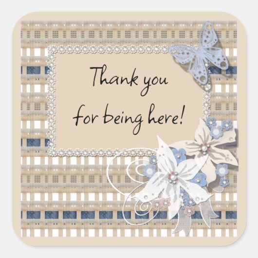 素朴結婚のステッカー スクエアシール (正面)