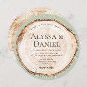 素朴結婚の木切りグレイングリーンカスタム 招待状 (正面/裏面)