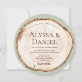 素朴結婚の木切りグレイングリーンカスタム 招待状 (正面)