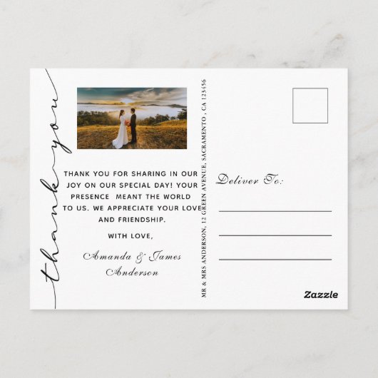 素朴結婚の2枚の写真 ポストカード (裏面)