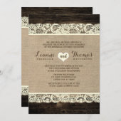 素朴結婚の|バーンウッドレース&バーラップ 招待状 (正面/裏面)