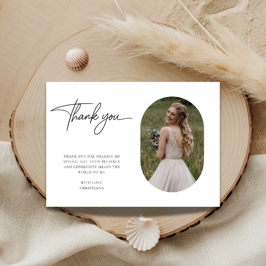 素朴結婚カプセル写真ブライダルシャワー サンキューカード