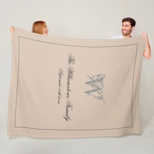 素朴結婚ギフトファミリー姓シックモノグラム フリースブランケット (インサイチュ)