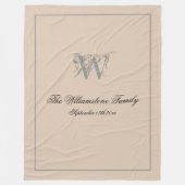 素朴結婚ギフトファミリー姓シックモノグラム フリースブランケット (正面)