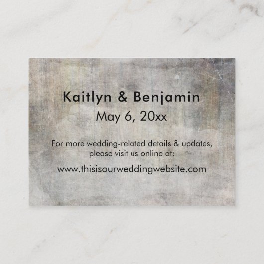 素朴結婚グランジ宿泊施設カードの挿入 エンクロージャーカード (裏面)