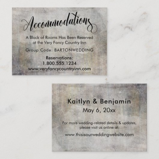 素朴結婚グランジ宿泊施設カードの挿入 エンクロージャーカード (正面/裏面)