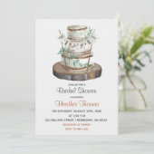 素朴結婚ケーキブライダルシャワー 招待状 (スタンド正面)