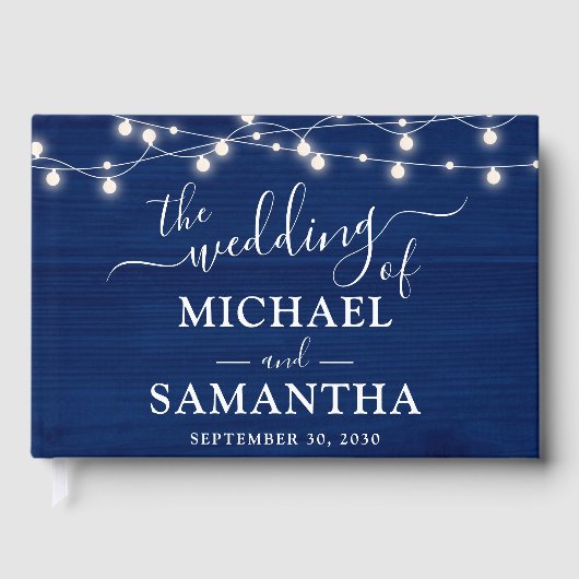 素朴結婚シンプルエレガントブルーウッド ゲストブック (正面)