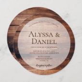 素朴結婚ダークウッドユニークカスタム 招待状 (正面/裏面)