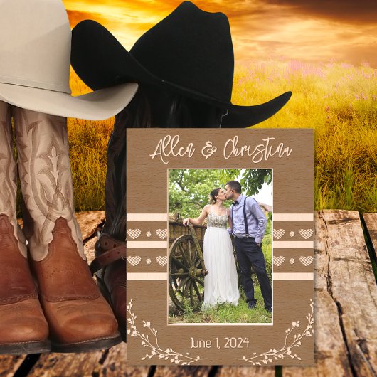 素朴結婚ハート レーザー彫刻フレーム