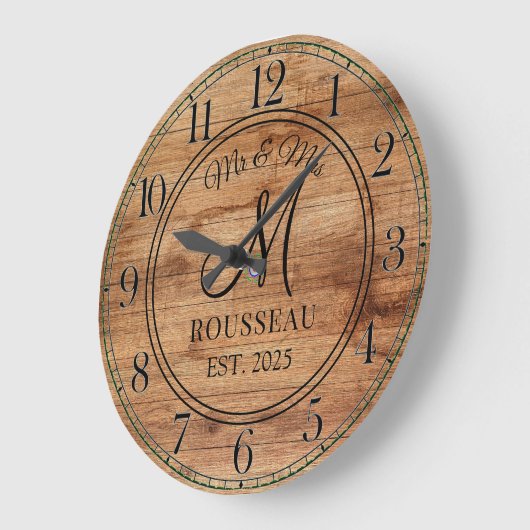 素朴結婚パーソナライズされたの新型モノグラム ラージ壁時計 (傾斜)