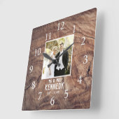 素朴結婚パーソナライズされた記念写真木材 スクエア壁時計 (傾斜)