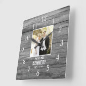 素朴結婚パーソナライズされた記念写真木材 スクエア壁時計 (傾斜)