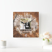 素朴結婚パーソナライズされた記念写真 スクエア壁時計 (ホーム)