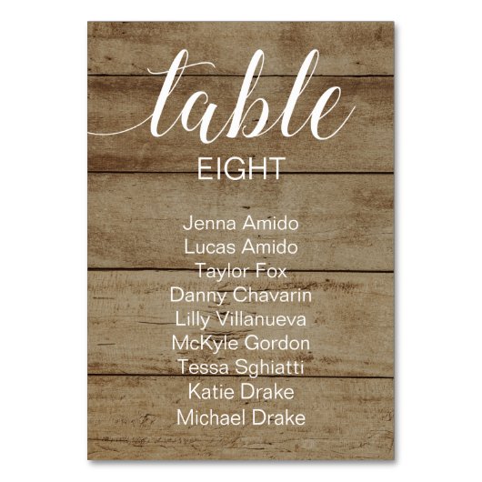 素朴結婚フェイクWoodの座席表カード テーブルナンバー (正面)